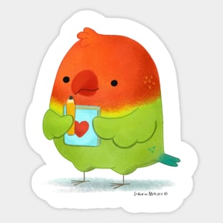 Cute bird with journal Sticker